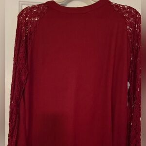 Burgundy XL Top with Lace Long Sleeves
